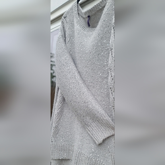 NYDJ Sparkly Cozy Knit Silver Gray Elegant Sweater - Size L - Picture 12 of 15